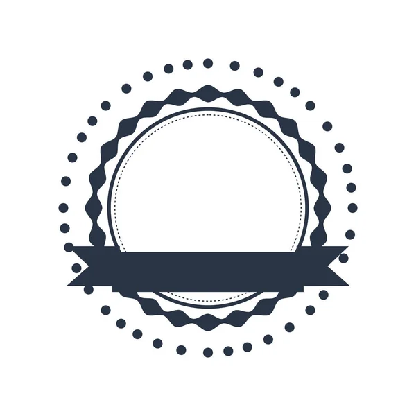 Геральдическая круглая марка синего цвета с лентой и пунктиром — стоковый вектор