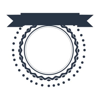 Mavi koyu renk siluet üst tarafında şerit ile yuvarlak damga