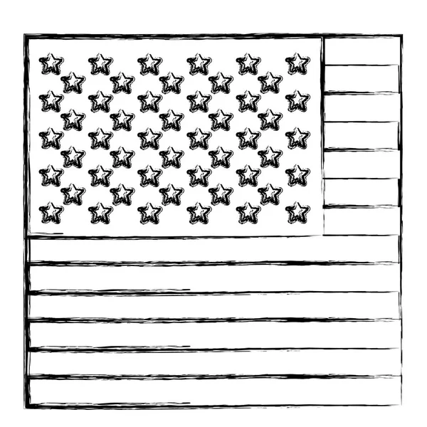 Monochromatyczne szkic flagi Stanów Zjednoczonych w zbliżenie — Wektor stockowy