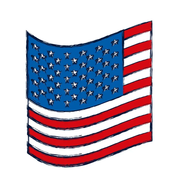 Silueta de acuarela de la bandera pequeña de los estados unidos — Vector de stock