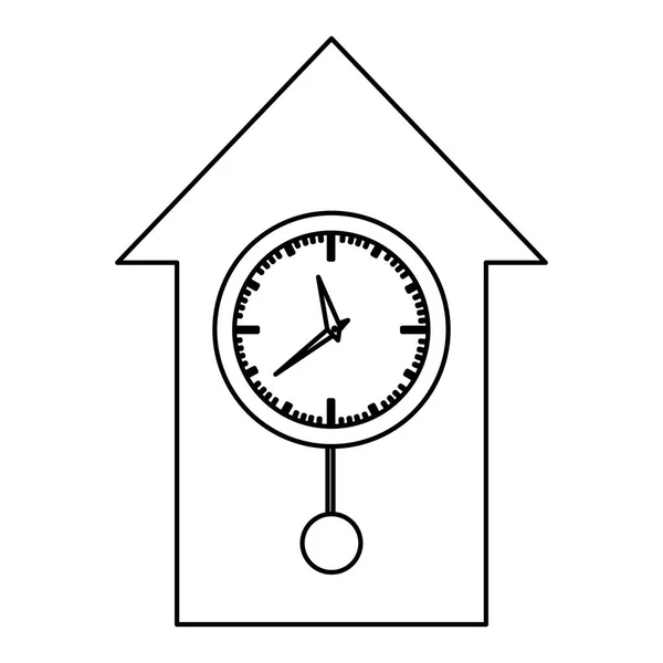 Monochrome contour with cuckoo clock — Stock Vector