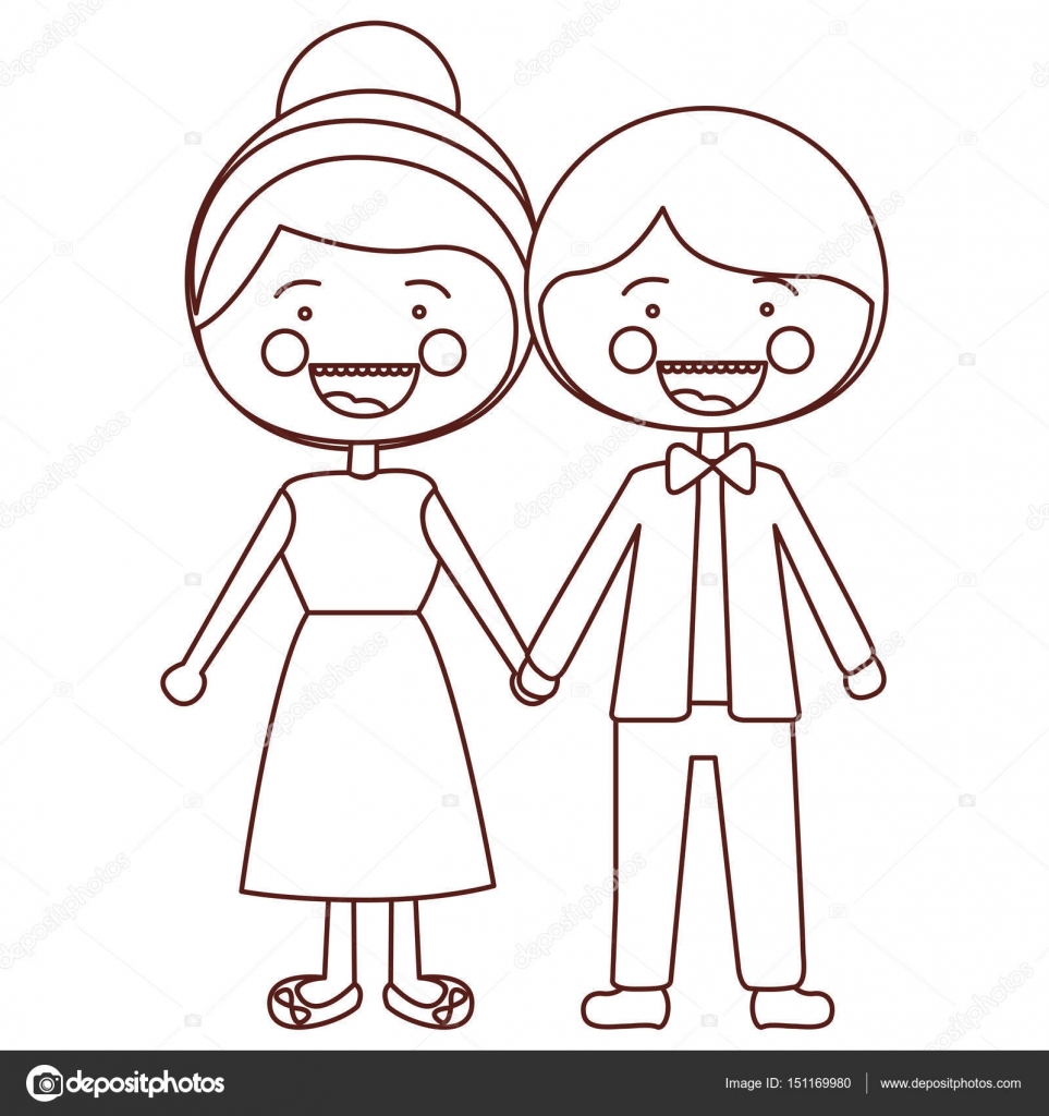 Sketch Contour Smile Expression Cartoon Guy And Girl