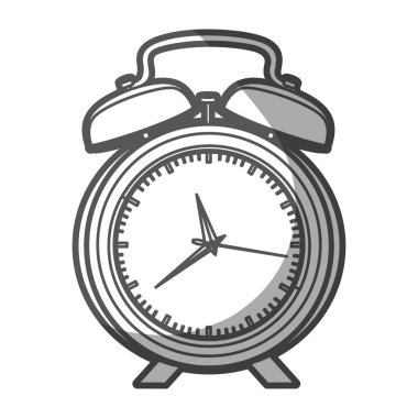 çalar saat ile kalın kontur silüeti gri tonlama