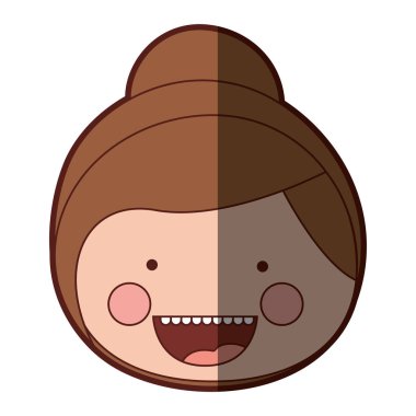 renk siluet gölge gülümsemek ifade çizgi film açık yüz kadın toplanan saç modeli ile