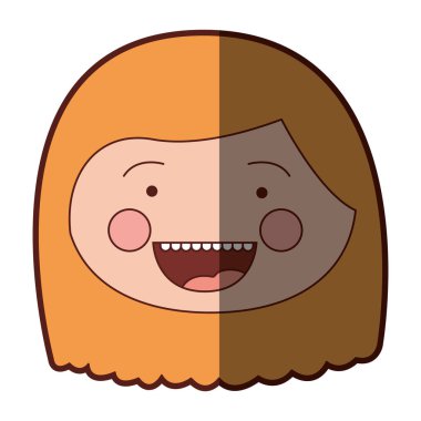 renkli siluet gölgelendirme gülümsemek ifade karikatür açık yüz kız kısa sarı saçları ile