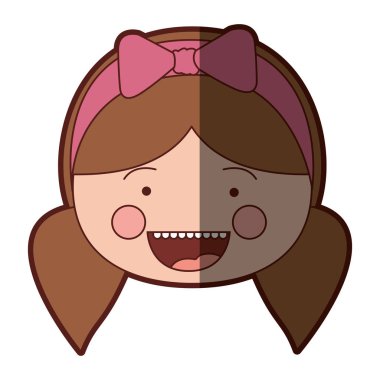 renkli siluet gölgelendirme gülümsemek ifade karikatür açık yüz kız at kuyruklu ve yay dantel saç