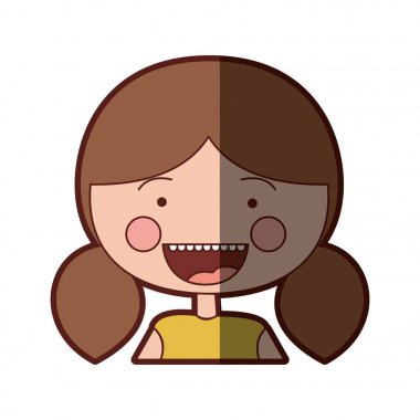 renk siluet gölge gülümsemek ifade çizgi film yarım vücut kız kahverengi pigtails saçlı