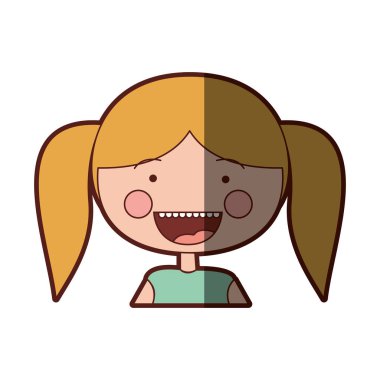 renk siluet gölge gülümsemek ifade çizgi film yarım vücut kız sarışın pigtails saçlı