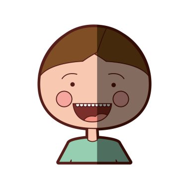 renk siluet gölge gülümsemek ifade çizgi film yarım vücut çocuk t-shirt ile