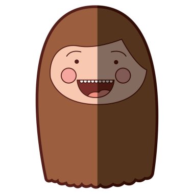 renkli siluet gölgelendirme gülümsemek ifade karikatür açık yüz kız uzun kumral