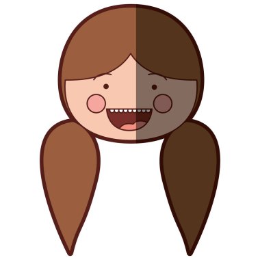 renk siluet gölgelendirme gülümsemek ifade karikatür açık yüz kadın pigtails saçlı