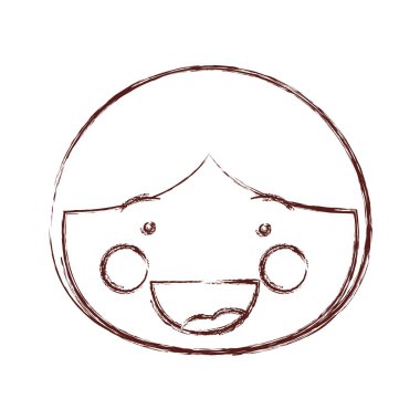 Kontur gölgelendirme gülümsemek ifade karikatür açık yüz çocuk saç modeli bulanık