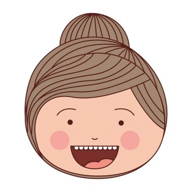 renk siluet gülümsemek ifade karikatür toplanan çizgili saçlı kız açık yüz