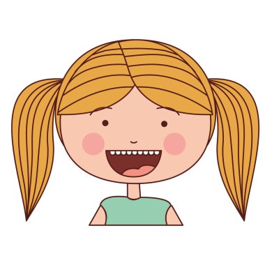 renk siluet gülümsemek ifade çizgi film yarım vücut kız sarışın at kuyruklu eritli saçlı