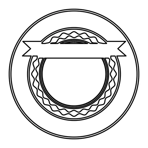 Черный силуэт круглой марки с лентой — стоковый вектор