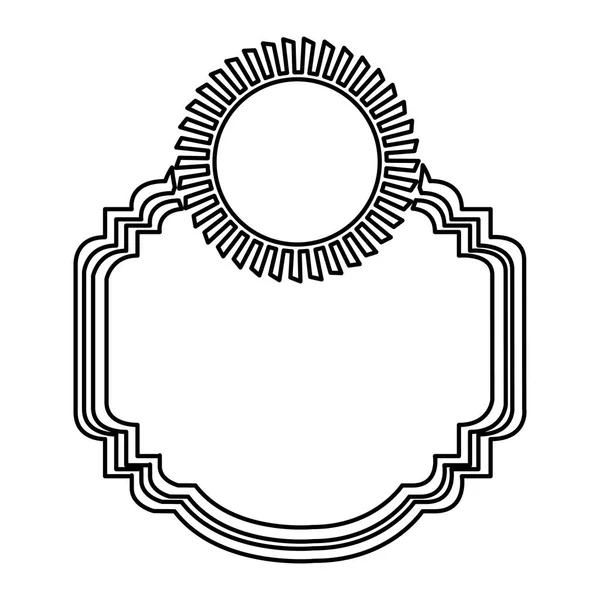 Silueta negra con sello heráldico cuadrado y redondo en la parte superior — Vector de stock