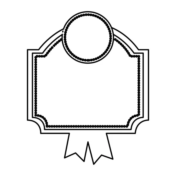 Svart siluett med heraldiska square och band med rund stämpel i ovansidan — Stock vektor