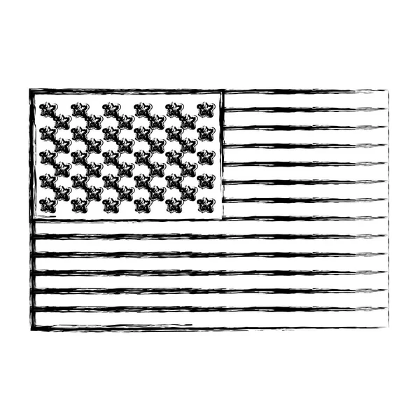 アメリカ合衆国国旗の白黒のスケッチ — ストックベクタ