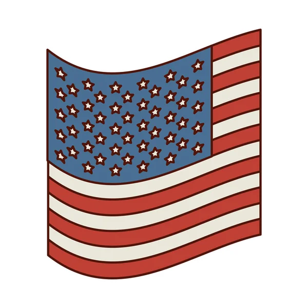 Silueta de colores claros de la bandera pequeña de los estados unidos — Vector de stock