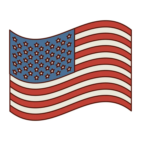 Světlé barvy silueta mávat vlajkou Spojených států — Stockový vektor