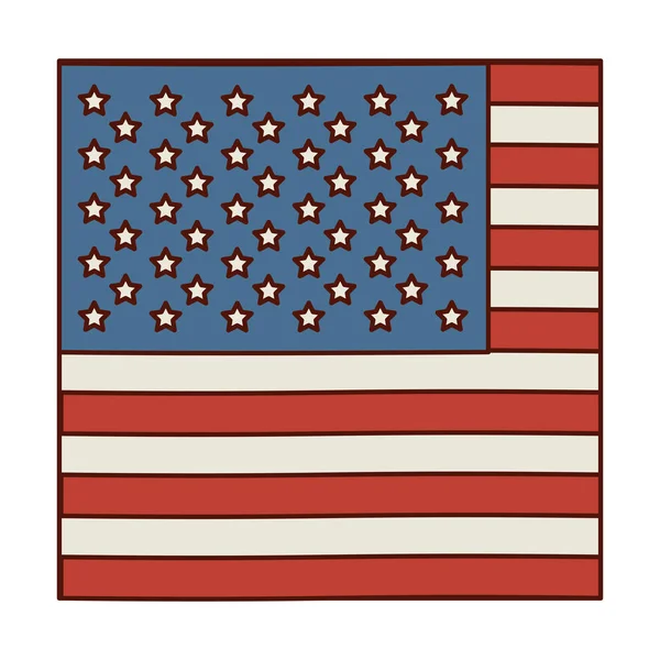 Colores claros silueta de la bandera los estados unidos en primer plano — Vector de stock