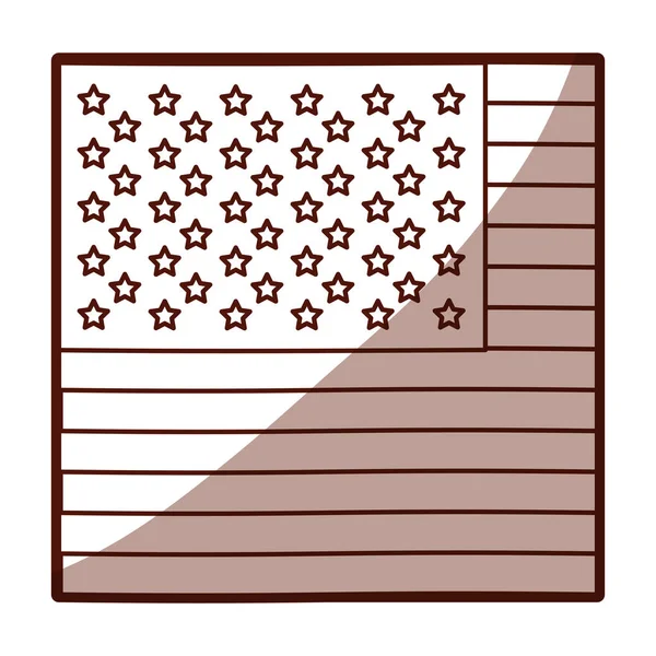 Černobílá silueta vlajky Spojených států v detailním s půl stín — Stockový vektor