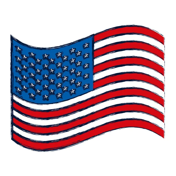Akwarela sylwetka macha flagą Stanów Zjednoczonych — Wektor stockowy
