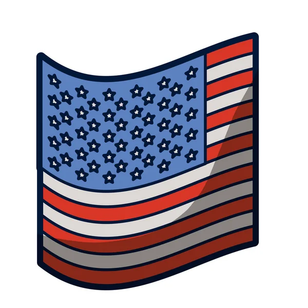 Couleurs claires silhouette de petit drapeau des États-Unis avec demi ombre — Image vectorielle