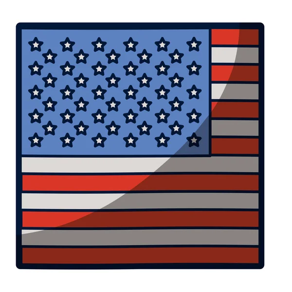 Cor clara silhueta de bandeira os estados unidos em close-up com meia sombra — Vetor de Stock