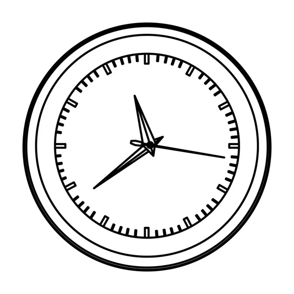 Monochrome contour with wall clock — Stock Vector