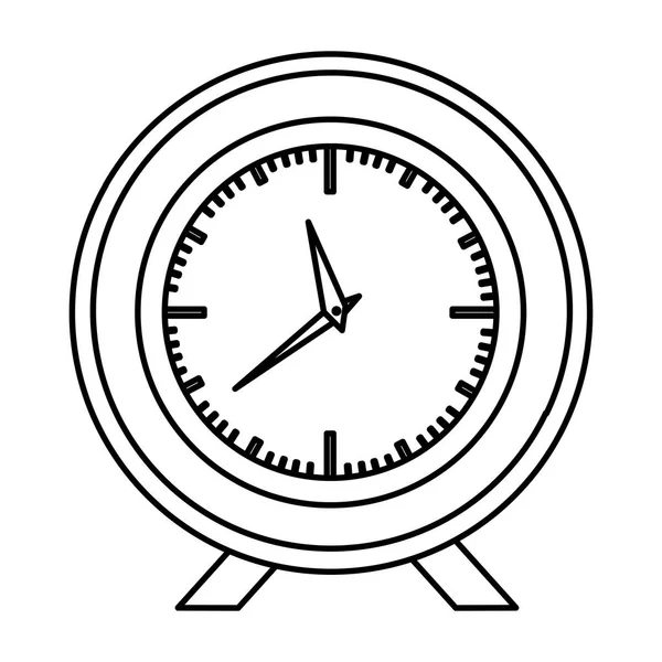 Contorno monocromo con reloj de escritorio — Vector de stock