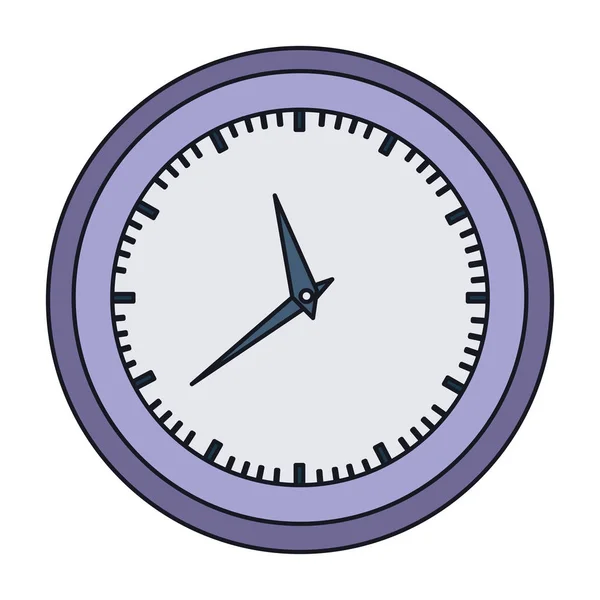 Барвистий силует з настінним годинником у фіолетовому товстому контурі — стоковий вектор