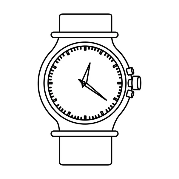 Silhueta monocromática do relógio pulseira feminina — Vetor de Stock