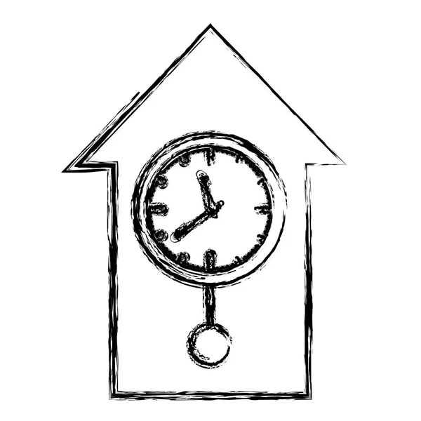 Monochrome blurred silhouette with cuckoo clock — Stock Vector