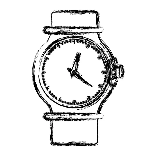 Monochrome blurred silhouette of female bracelet clock — Stock Vector