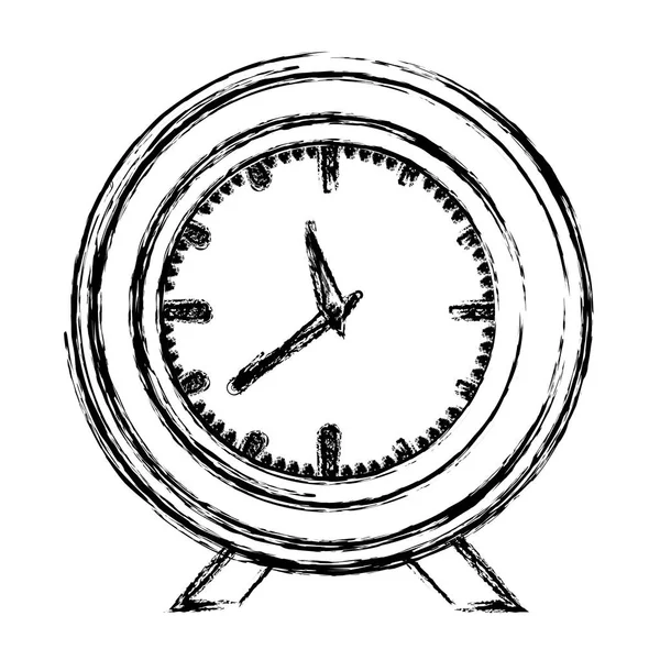 Silueta borrosa monocroma con reloj de escritorio — Vector de stock