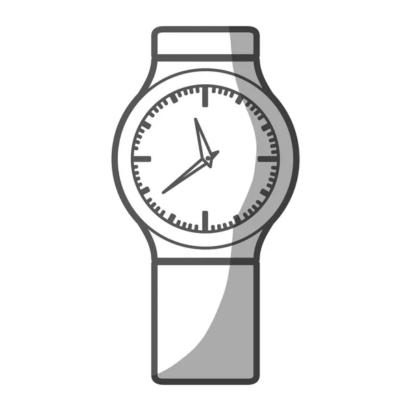 Silueta de escala de grises de pequeño reloj de pulsera masculino — Vector de stock