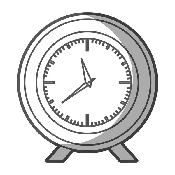 Silhouette en niveaux de gris de l'horloge de bureau avec contour épais — Image vectorielle