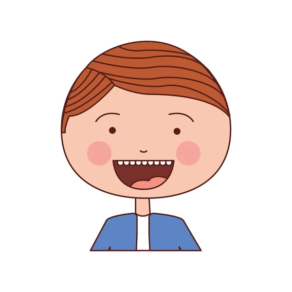 Color silueta sonrisa expresión dibujos animados medio cuerpo masculino con traje formal — Vector de stock