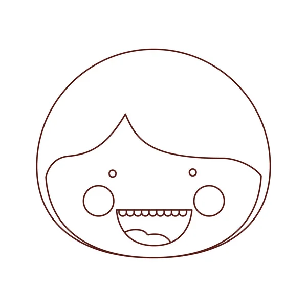 Σκίτσο περίγραμμα χαμόγελο έκφραση γελοιογραφία πρόσοψη αγόρι — Διανυσματικό Αρχείο