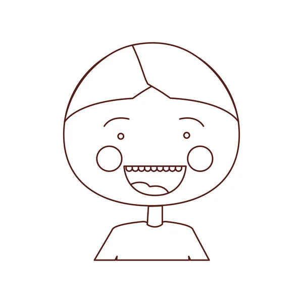 Schets contour glimlach expressie cartoon halve lichaam jongen met t-shirt — Stockvector