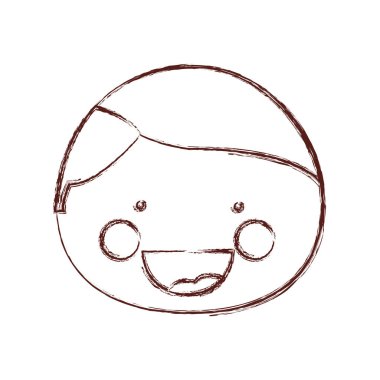 bulanık kontur gülümsemek ifade karikatür açık yüz adam yan sol saç modeli ile