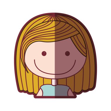 renk siluet gölgelendirme çizgi film yarım vücut kız kısa sarı saçları ile