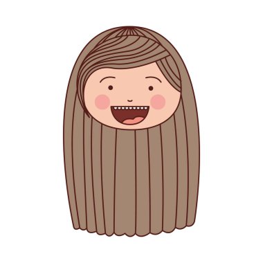renk siluet gülümsemek ifade karikatür kız kahverengi şerit saç ön yüz
