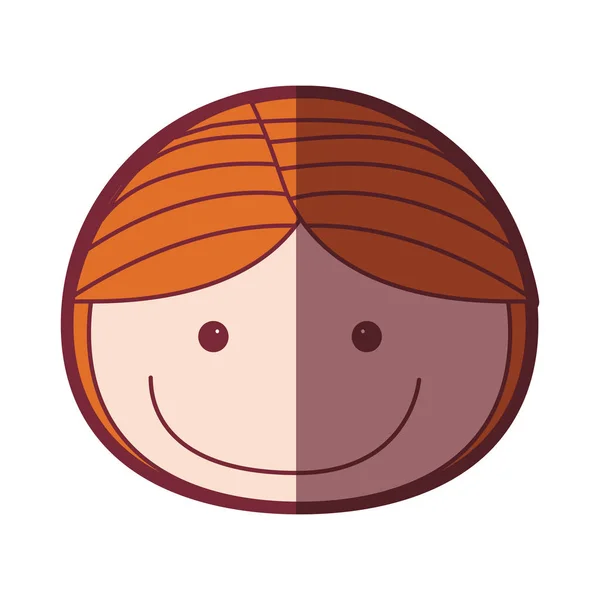 Kleur silhouet arcering cartoon voorzijde jongen met oranje haren — Stockvector