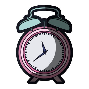 pembe çalar saat ve kalın kontur gerçekçi renkli siluet
