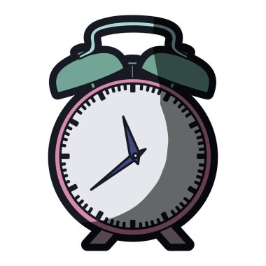 pembe çalar saat ve kalın kontur gerçekçi renkli siluet