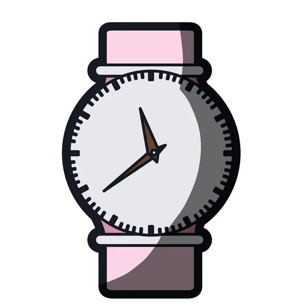 Gráfico de color realista de reloj de pulsera femenino y contorno grueso — Vector de stock