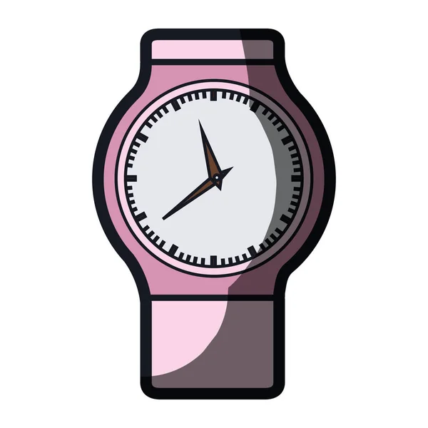 Gráfico de cor realista de relógio feminino rosa e contorno grosso — Vetor de Stock