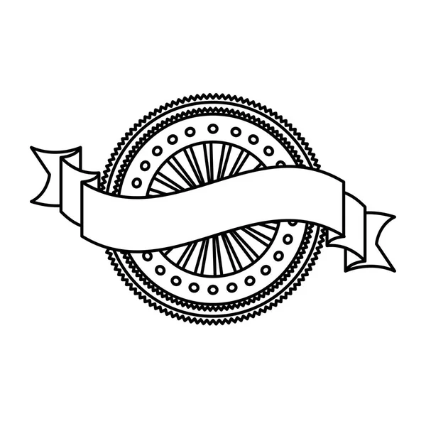 Silhouet heraldische kleine ronde stempel met lange lint — Stockvector